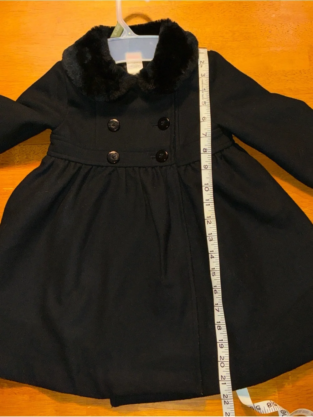 Gymboree Faux Fur black collar wool blend winter baby girl 18-24 mos Lined coat
